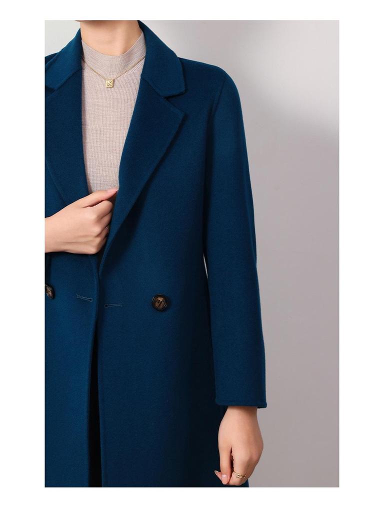 Women's Double-Faced Wool Slim Fit Extra Long Over-the-Knee Coat for Autumn/Winter