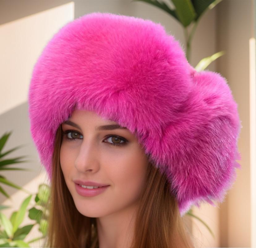 

Женская зимняя шапка из натурального меха лисы с ушками Мягкая Пушистая Теплая Шапка-ушанка в стиле бомбер для холодной погоды для улицы One Size фуксия