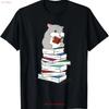 Reading And Hamster Funny Saying Book T Shirt Vintage Slightly Graphic Stretched Casual Soft Breathable Unisex