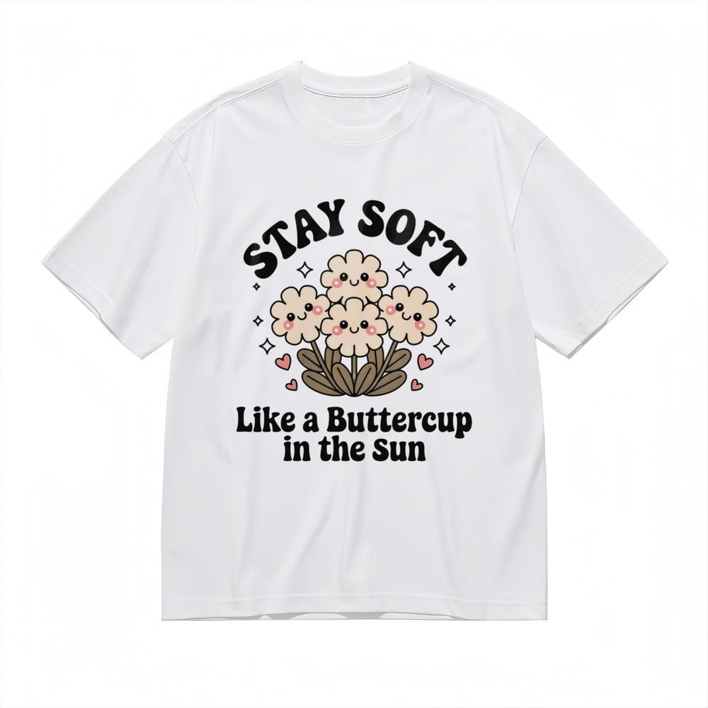 

Women s T-shirt With Cute Floral Graphic Unisex White 100% Cotton Tops Summer S