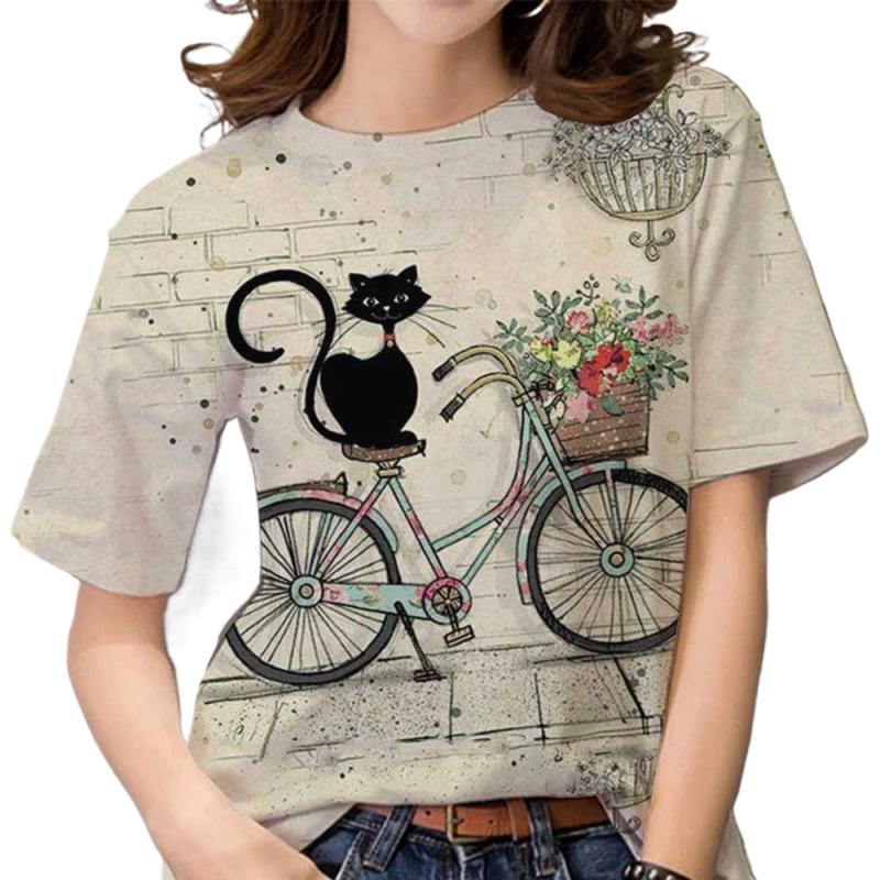 

Женские футболки с милым милым котом и детскими рисунками, уличная повседневная удобная женская одежда с короткими рукавами XXXXXL легкие хаки
