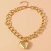 Cool Gold Color Metal Love Heart Pendant Necklace for Women Steampunk Necklace Chain Party Club Jewelry Gifts