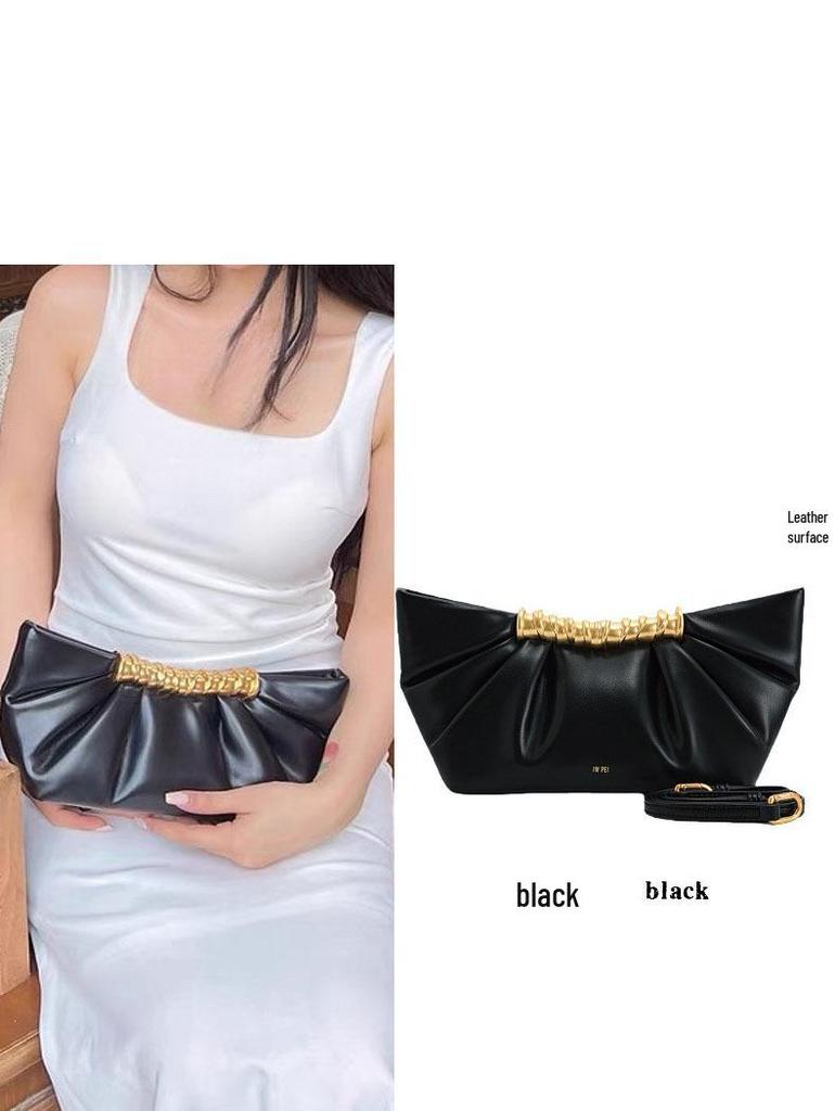 JW PEI 2025 Spring/Summer High-End Ruched Clutch Bag for Women