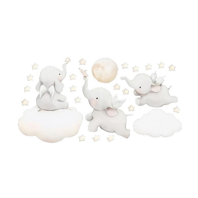 Cartoon Stars Cloud Wall Elephant Sticker Nordic Style Nursery Wall Decals Shining Star Bedroom Kids