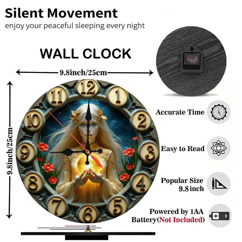 Matte Finish 25x25cm Wood Wall Clock with Satin or Oiled Wood Surface