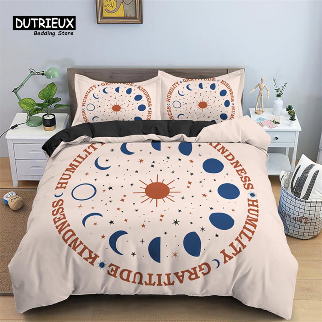 Sun And Moon Duvet Cover Mystical Hamsa Hand Bedding Set Microfiber Divination Eyes Comforter Cover King For Kids Adult Bedroom