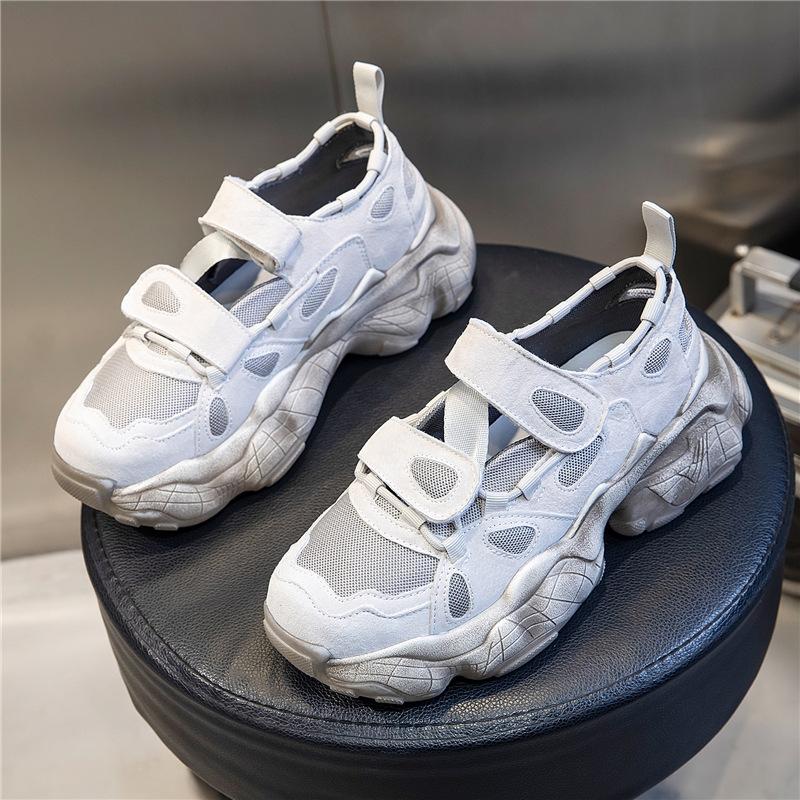 Velcro Leather Women's Shoes 2025 New Summer Casual Single Shoes Dad Sports Shoes Women's Suction Film Sole Shoes Children