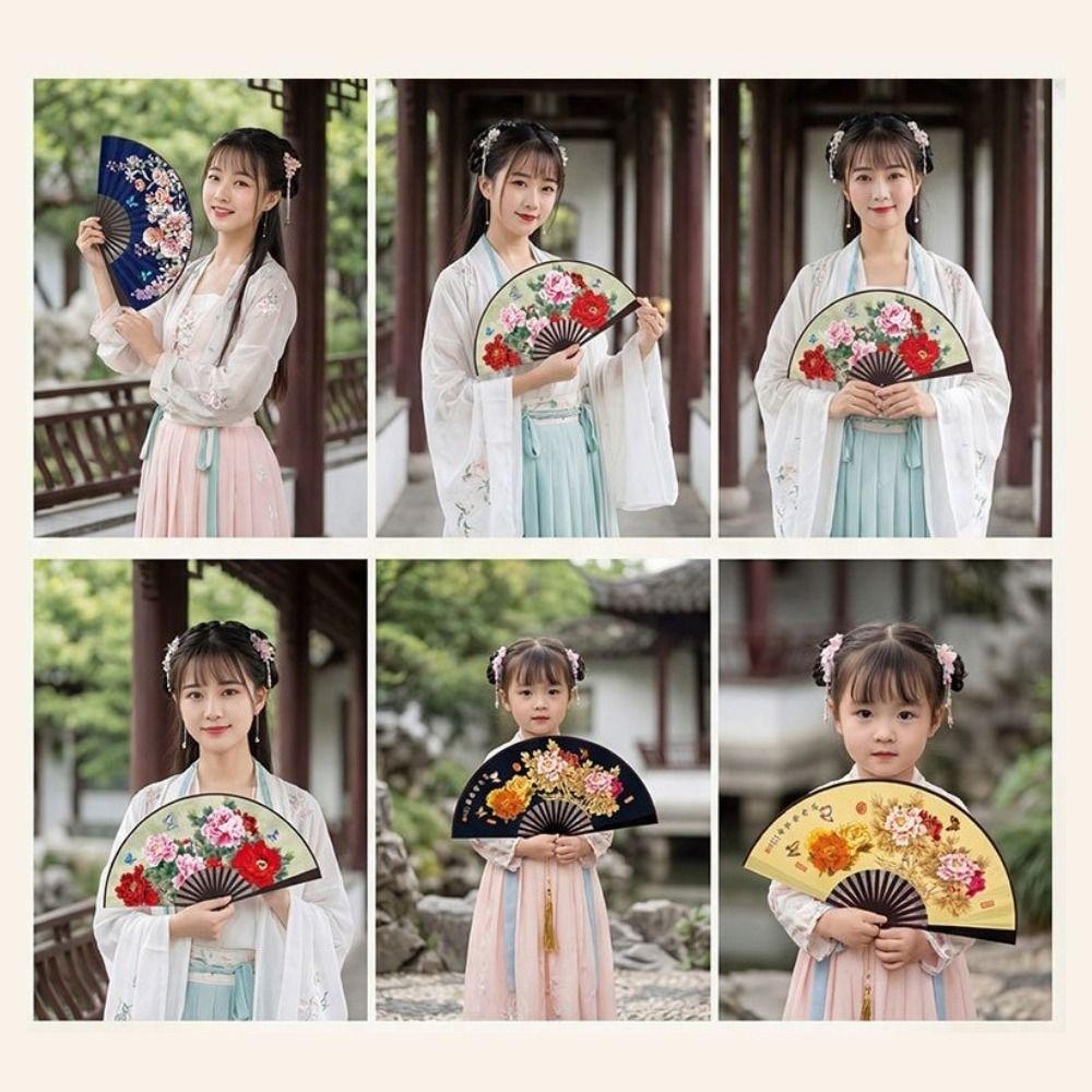 Silk Cloth Folding Handheld Fan Handmade Dance Fan Portable Bamboo Fan Art Fans