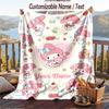 Custom Text Flannel Throw Blanket, Lightweight Cozy Bed Sofa BlanketMy Melody