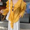 Shirt for Women Summer Oversize Cotton Loose Blouse V Neck Casual Long Sleeve Pullover Soft Loose Shirt Top
