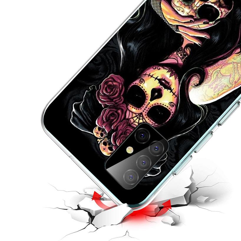 Catrina Beautiful Rose Girl Skull Phone Case For Samsung Galaxy A17 A37 A57 A16 A26 A36 A56 A15 A25 A35 A55 A14 A24 A34 A54 A13
