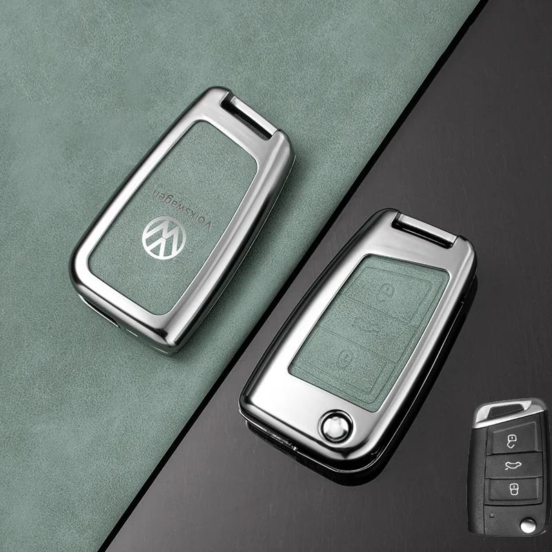 

VW GTI GOLF 2026 Hot For VW VOLKSWAGEN Zinc Alloy Leather Car Key Case Fob Cover Shell Bag For Volkswagen VW Polo Golf 7 MK7 Tig