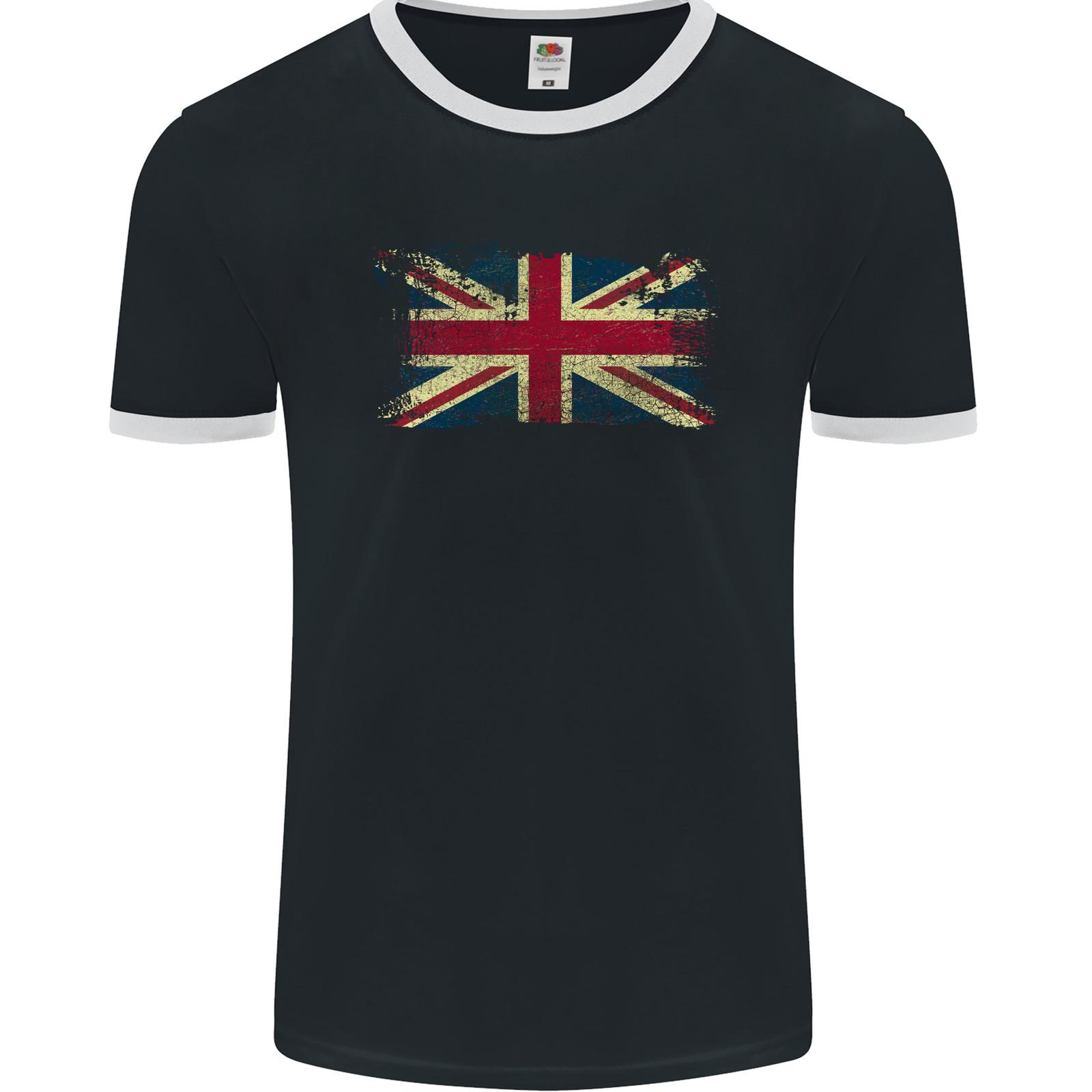26 Distressed Great Britain Flag Union Jack UK Mens Ringer T-Shirt FotL Unisex T-Shirt XL