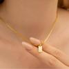 Minimalist Initial Square Pendant Titanium Steel Necklace for Women