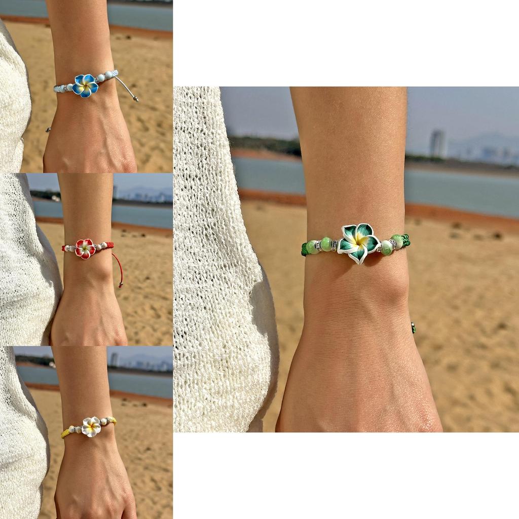 Soft Clay Flower Handmade Bracelet For Women With Adjustable Fit And Floral Design