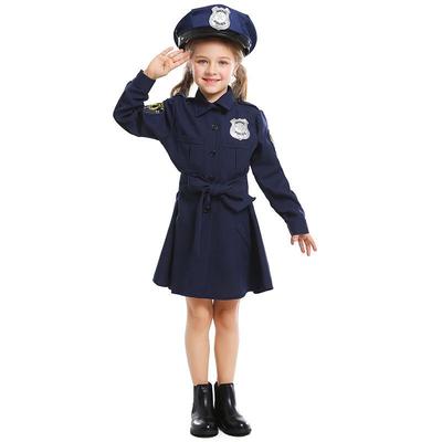Costume da Poliziotta di Halloween per Bambine - Tuta Lunga Manica Lunga Slim Fit