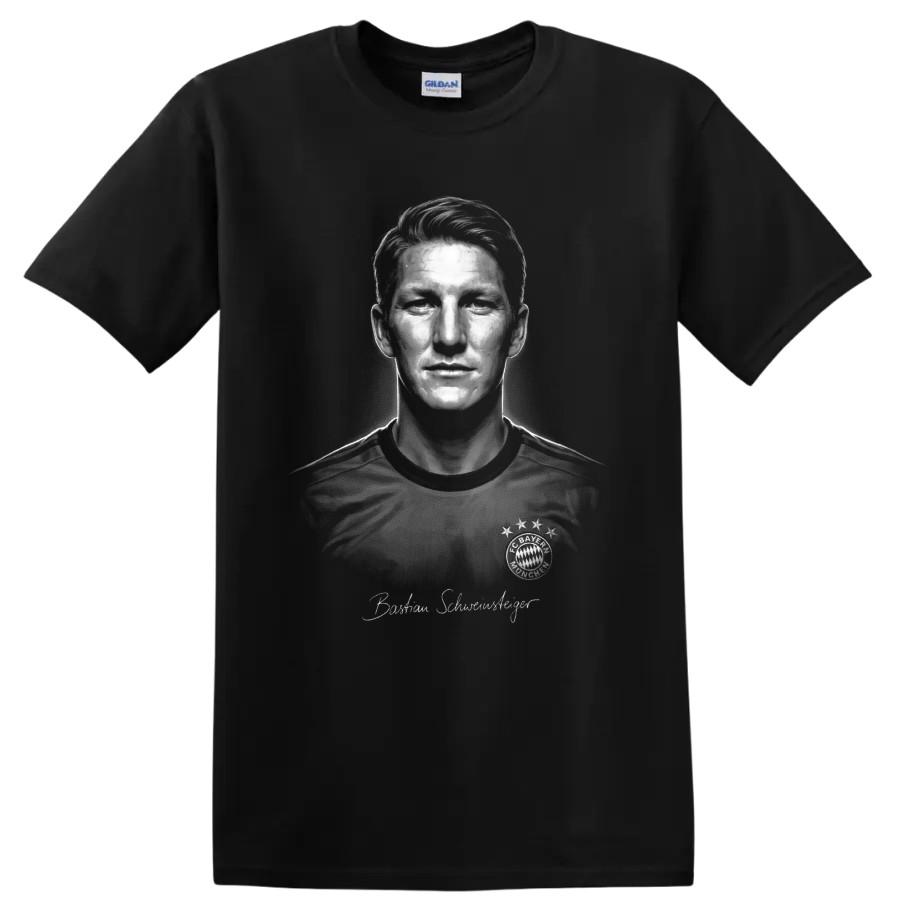 Bastian Schweinsteiger Soccer Player Portrait T Shirt Football Fan Graphic Tee