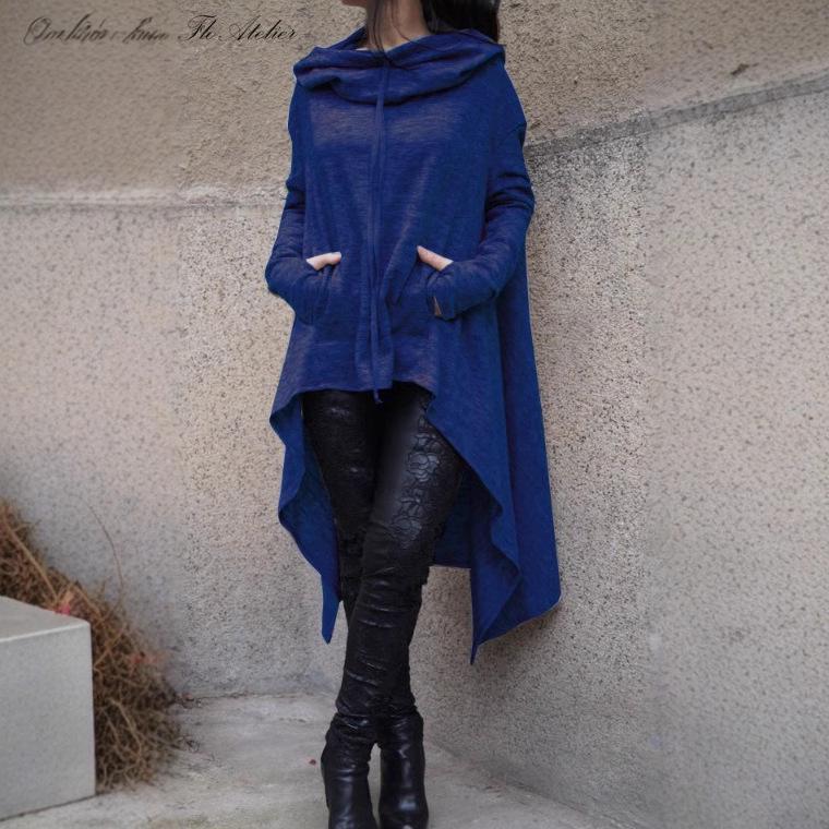 

Европейский американский однотонный длинный худи 9308 для осени и зимы 5XL