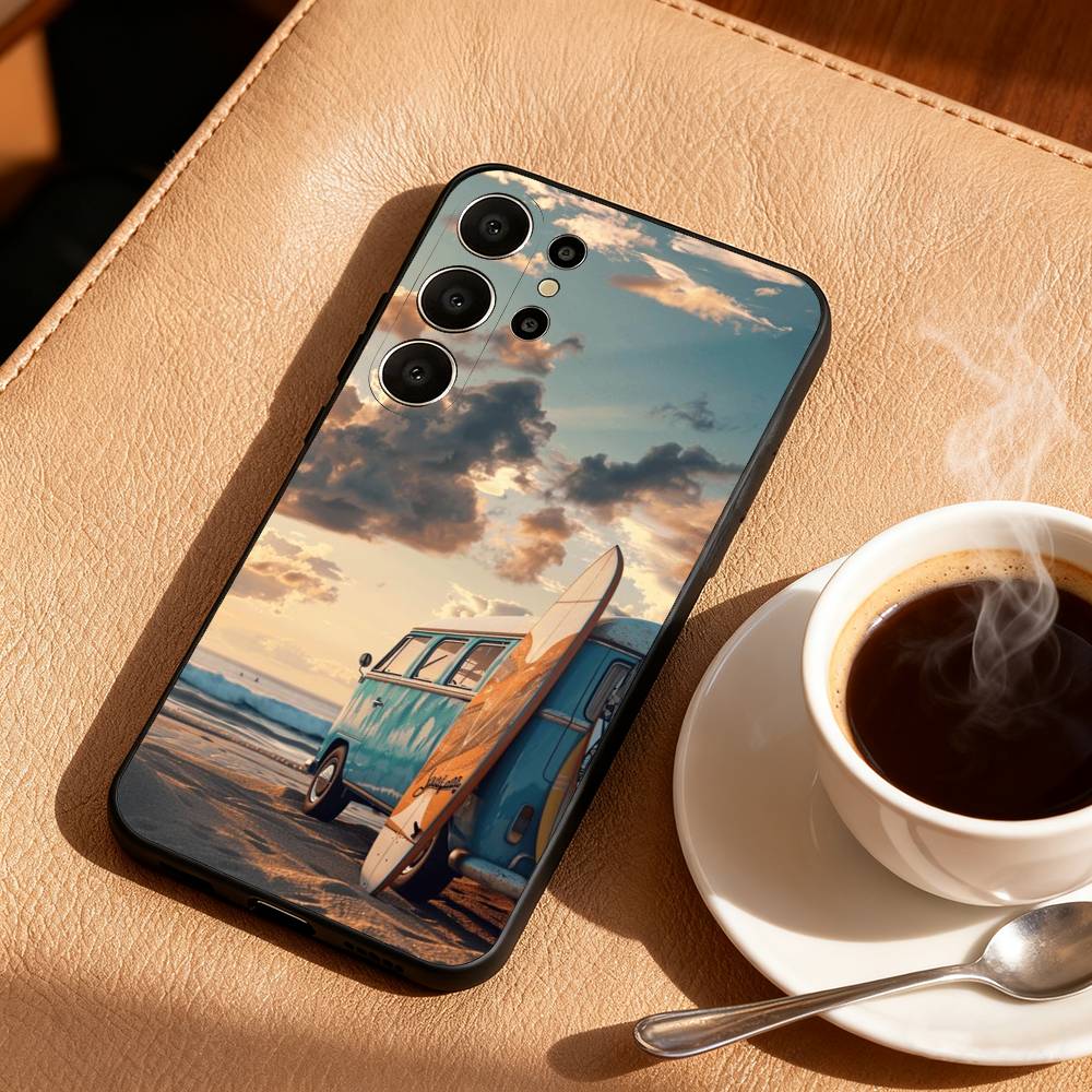 C-Combi V-Van Surfs Phone Case For Samsung S26,S25,24,23,22,30,21,10,9,Ultra,Plus,Lite,Black Soft Case Samsung S23plus5G