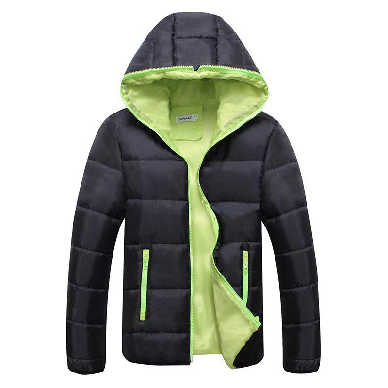 Classic Men's Slim Hooded Cotton Coat - Candy Color Zipper Design