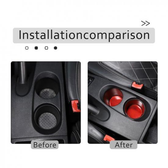 Red Carbon Fiber Car Water Cup Holder Anti-slip Mat Pad for Seat Leon 2008-2012