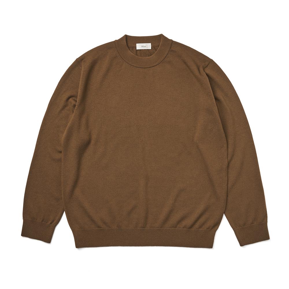 Berno [Casual] Cashtouch Crew-Neck Knit Brown_Relax-Fit 2Xl