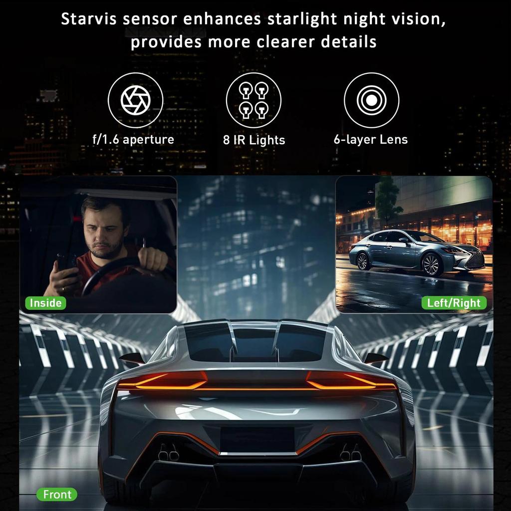 New 3 Channel Dash Cam Video Recorder Three Lens Front Back Left Car Camera with Rear View DVR 1080P Monitor Black Box Car Accessories