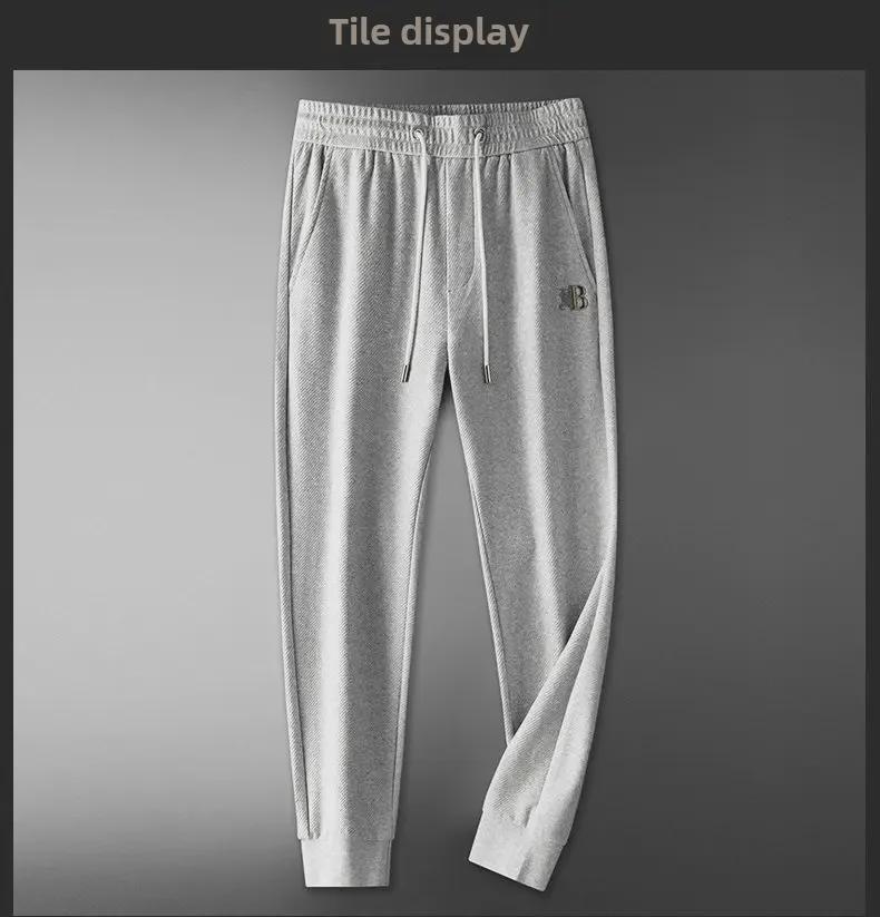Men's European-Style Embroidered Velvet-Lined Sweatpants - Autumn/Winter Collection