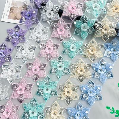 8 cm Dreidimensionale Blume Nagel Diamant Pailletten Spitze DIY Tasche Schuhe und Hüte Zubehör Kleidung Dekorative Spitze Zubehör