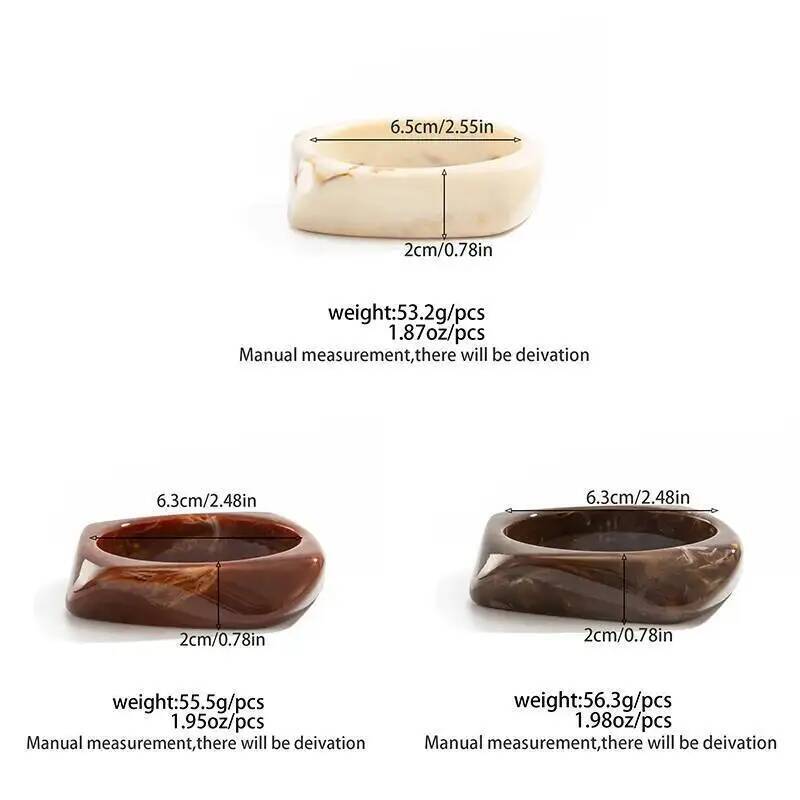 IngeSight.Z 3 Styles Exaggerated Vintage Resin Acrylic Bangle Women Punk HipHop Irregular Geometric Wide Bracelet Couple Jewelry