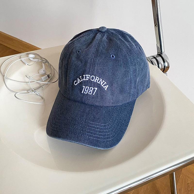 

Корейская ретро-вымытая бейсболка женская универсальная солнцезащитная кепка-утконос синий