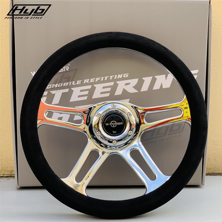 Modified Tuning Steering Wheel Flat Corn Round Shape PCD 70MM Universal Long Spoke JDM 14Inch Drift Car Steering Wheel