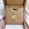 Planet Saturn Titanium Steel Chain Necklace Women's Light Luxury Transparent Crystal Sweet Cool Clavicle Neck Chain Jewelry