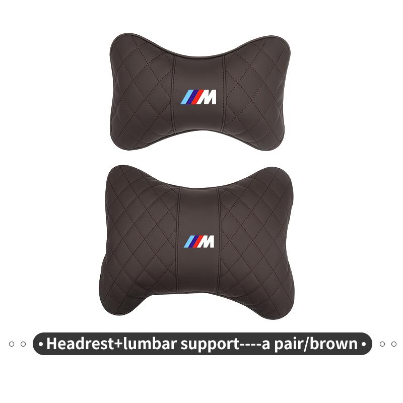 WCHT7 For BMW Leather Car Headrest Lumbar Support Neck Pillow Waist Cushion Auto Accessories E30 E34 E36 E39 E46 E52 E53 E60 E61 E62