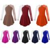 Girls' Ice Skating Leotard Dress Kids Long Sleeve Shiny Rhinestone Ballet Gymnastics Dance Clothes