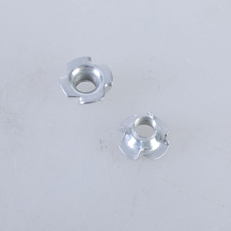 Four Jaw Threaded Inserts Corrosion Resistant T Nut Blind Pronged Tees 4 Jaw Tees Nuts for Wood Working Hardware