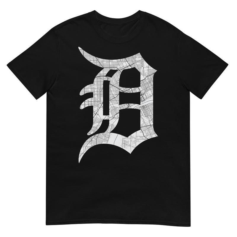 Distressed Letter D Detroit Michigan City Road Map Gift Unisex T-Shirt