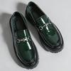 Europe Fashi Thick Sole Men's Penny Loafers Slip-On Business Dress Shoes Gentleman Glossy Buckle Formal Party Black Shoes