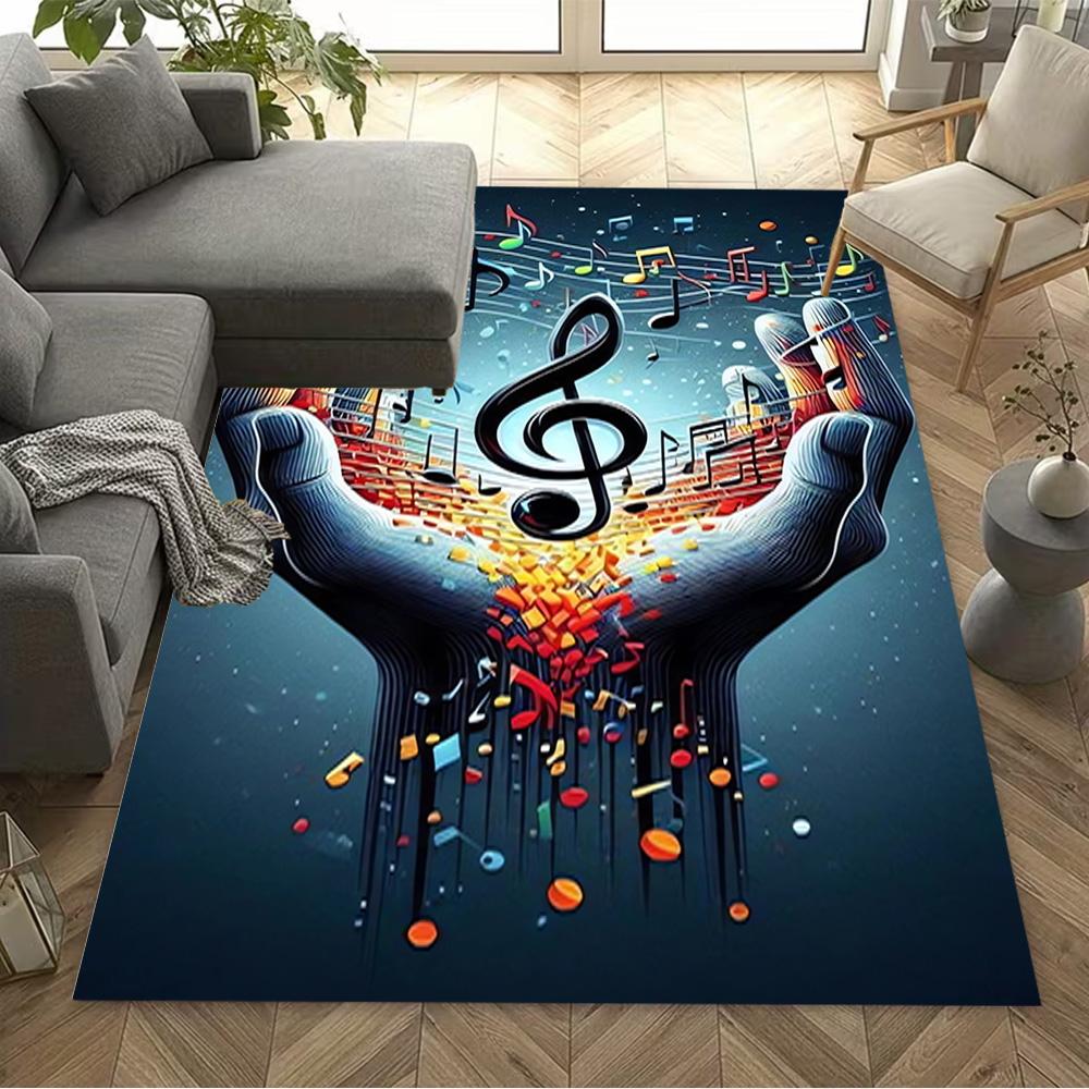 1pc music notes vinyl records and cassettes rug home carpet design for office decor gift living room bedroom