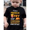 European sizes Children boys  T-shirt "I'M A FRENCHW FRY AND CHICKEN NUGCETS KIND OF CUY"Print For Comfortable And Casual Round Neck Short Sleeves
