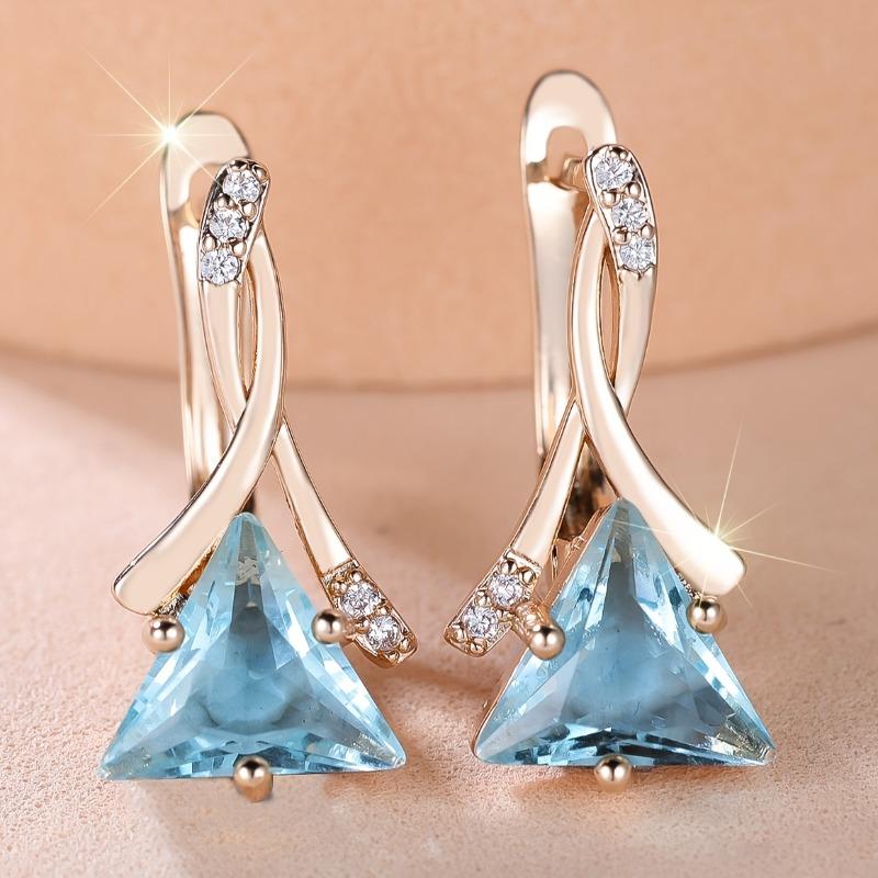 Elegant Bohemian Blue Cubic Zirconia Earrings for Weddings Gifts Mother's Day Banquets Formal Events Elegant Event Accessories