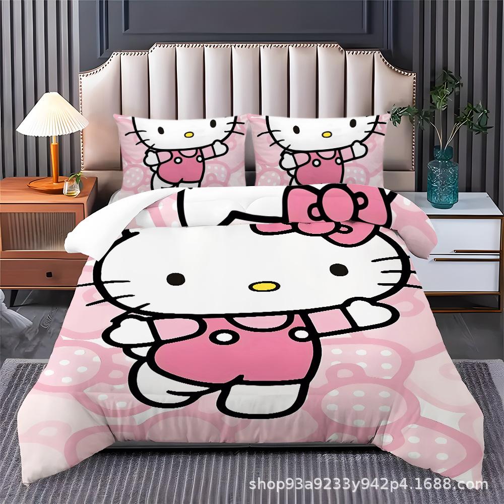 Cute Anime Quilt Cover and Pillowcase Three-piece Set 90*200cm