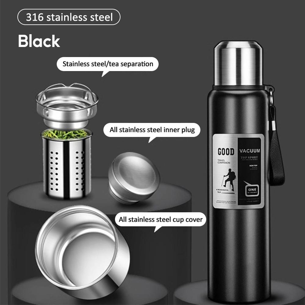 

1000ML Stainless Steel Thermos Bottle Sport Thermal Water Bottles Keep Cold and Hot Insulated Cup Outdoor Campping Vacuum Flasks 1000ml чёрный
