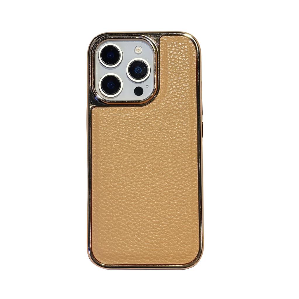 For Apple 17pro Electroplated Case Two-in-one Leather Texture for IPhone 17pm Leather Phone Case Solid Color