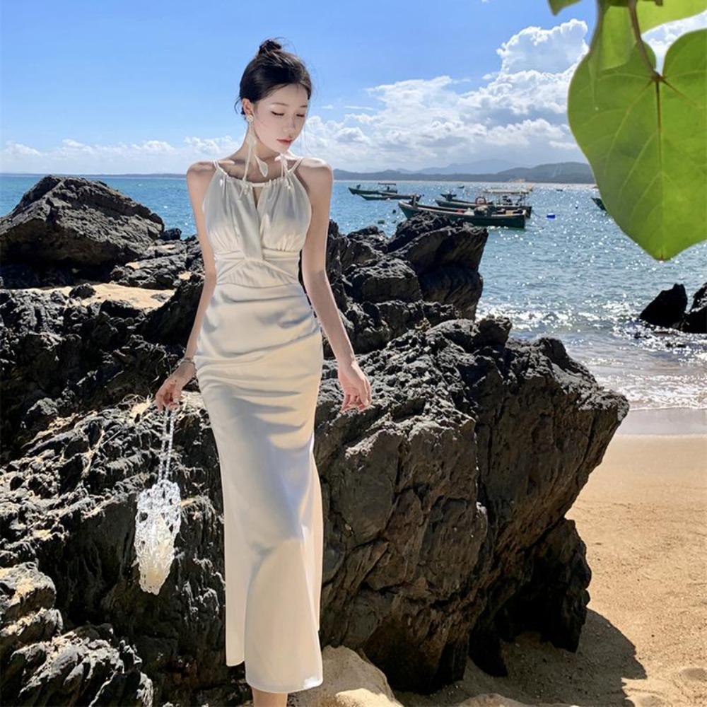 Maxikleider für Damen Abschlussball Elegant Ärmellos Damen Vestidos Meerjungfrau Robe 2026 Mode Schlanke Dame Rundhalsausschnitt Einfarbig Einteiler Kleid
