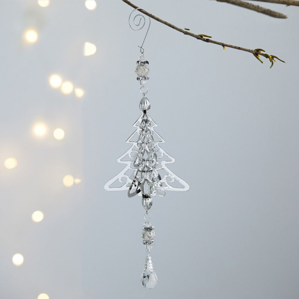 Iron 3D Christmas Snowflakes Pendant Three-dimensional Glitter Christmas Tree Hanging Ornaments Reusable Plating Gold/Silver