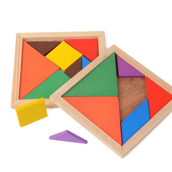 Colorful Wooden Tangram Brain Teaser Puzzle Educational Developmental Kids Toy