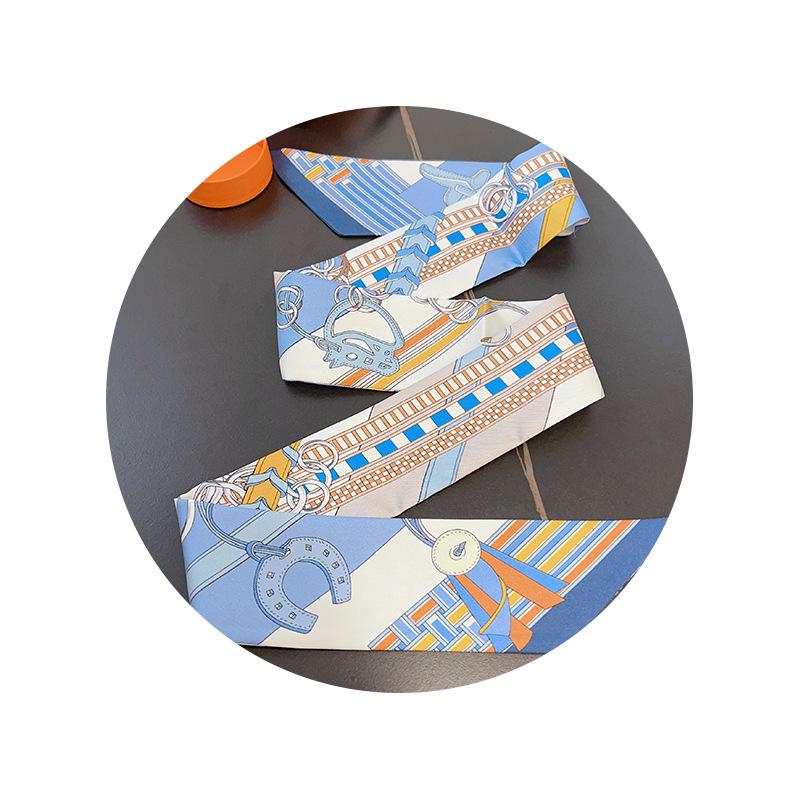 New ins wind reins small silk scarf decorative printing wrapping bag handle slender silk DIY handmade headband