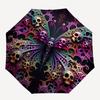 1pc Skull Butterfly Automatic Folding Umbrella, Lightweight Retractable Compact Travel Umbrella, 8-Rib Sturdy Frame039