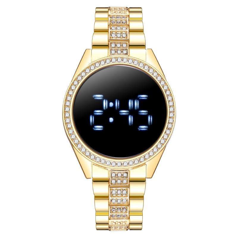 Popular fashion diamond-encrusted women's watch women's watch LED electronic watch blue light source manufacturer one piece